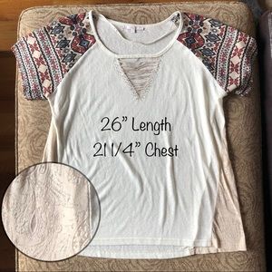 EUC Miss Me shirt with Aztec print and lace sides